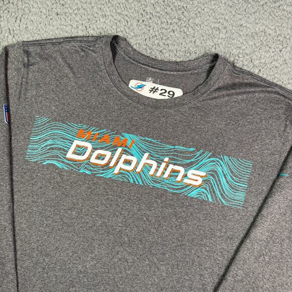 Nike Miami Dolphins Shirt Mens Large Gray Athletic Dri-Fit Player Team Issue - Picture 1 of 9